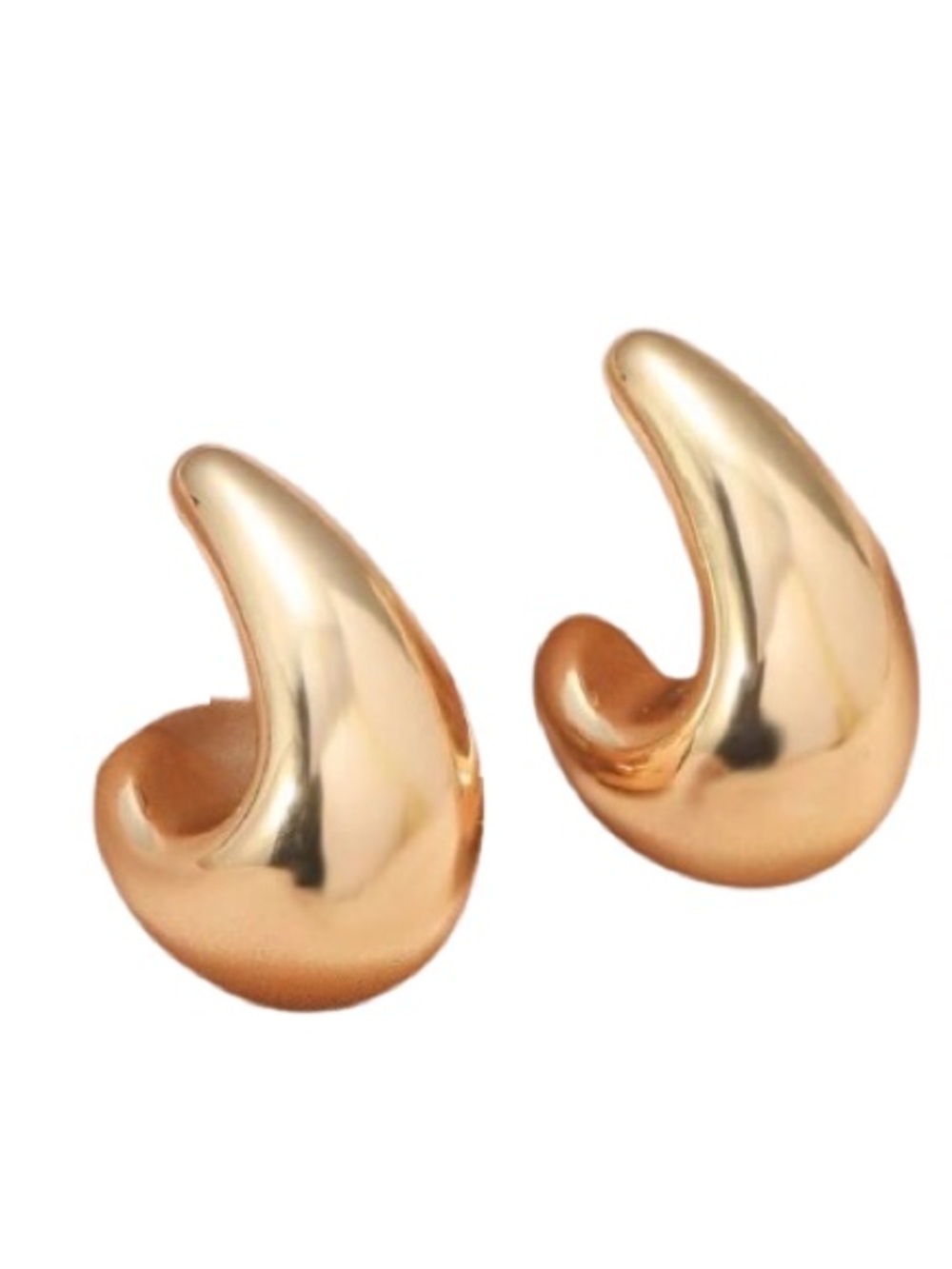 Gold Sculpted Hoop Earrings - Elegant Women Jewelry - Picture 2 of 2
